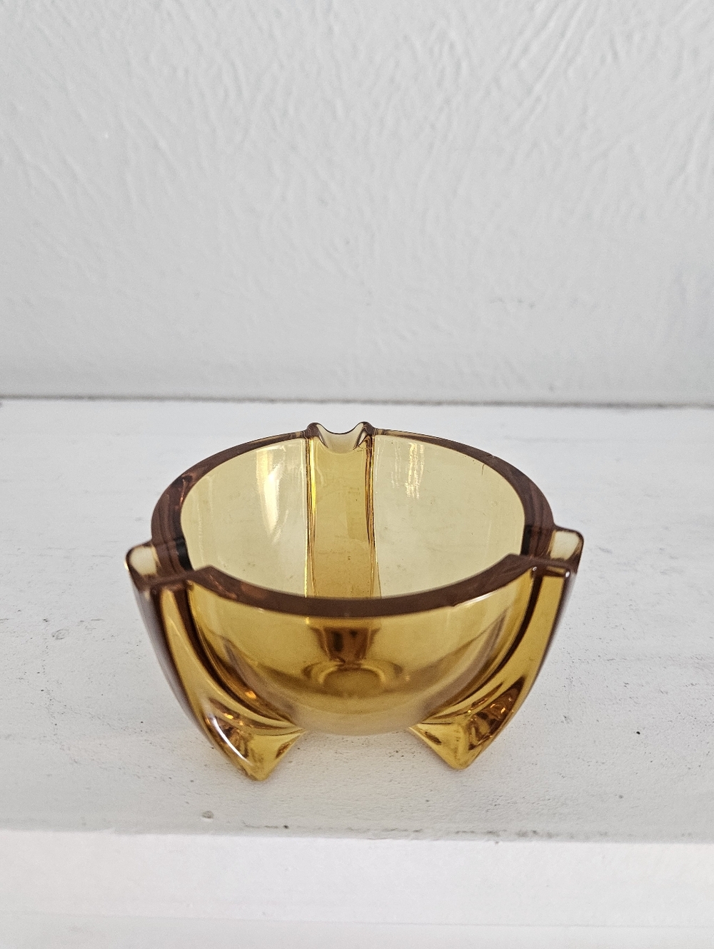 Vintage Art Deco/MCM Space Age Amber Murano Glass Ash Tray - Picture 4 of 5